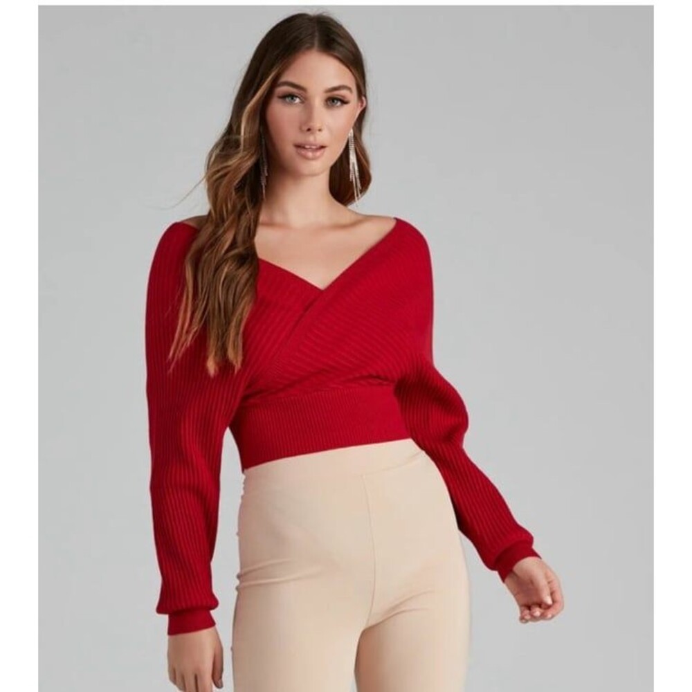 WINDSOR Doll It Up Open Back Ribbed Sweater
